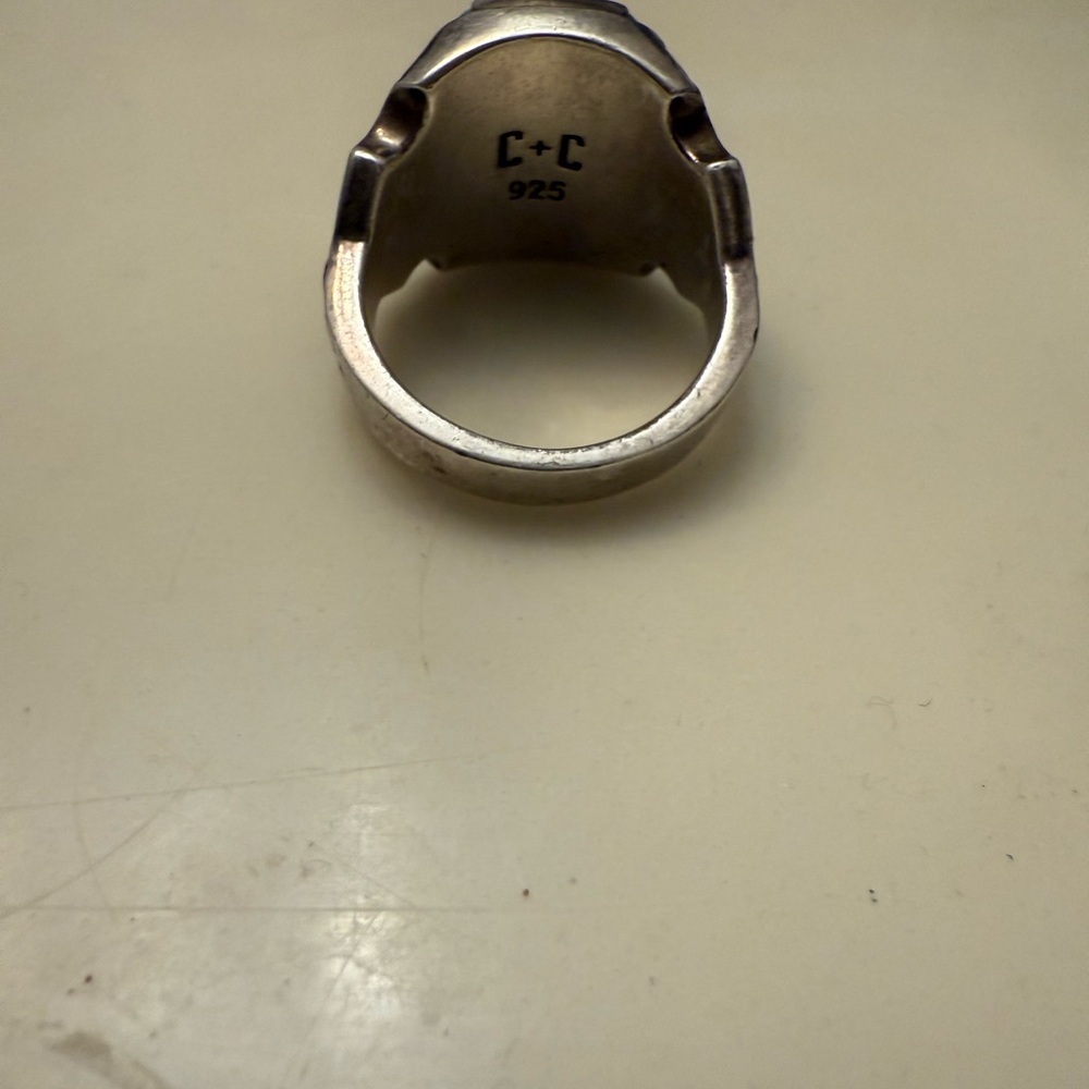 Clocks and colours colors 925 Silver and turquoise skull Men's Ring